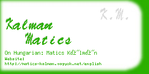 kalman matics business card